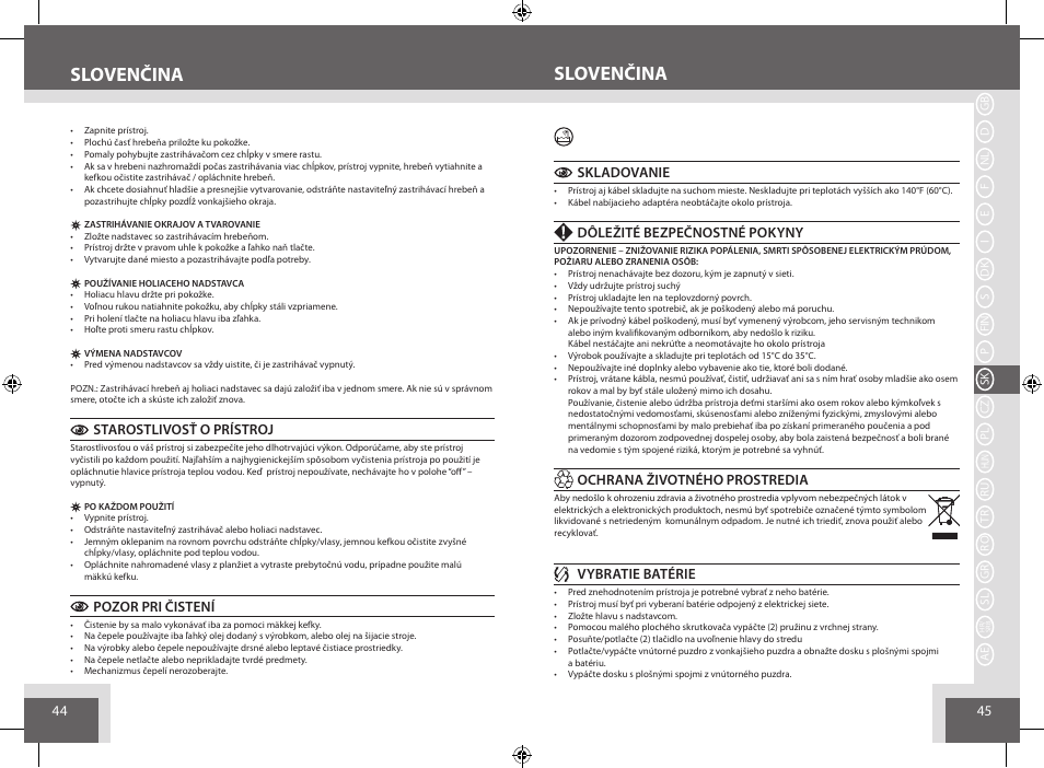 Slovenčina | Remington BHT6250 User Manual | Page 23 / 45