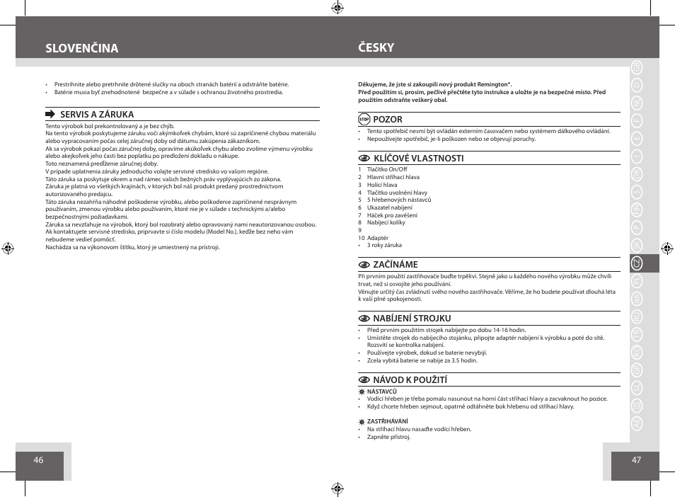 Česky slovenčina | Remington BHT6250 User Manual | Page 24 / 45