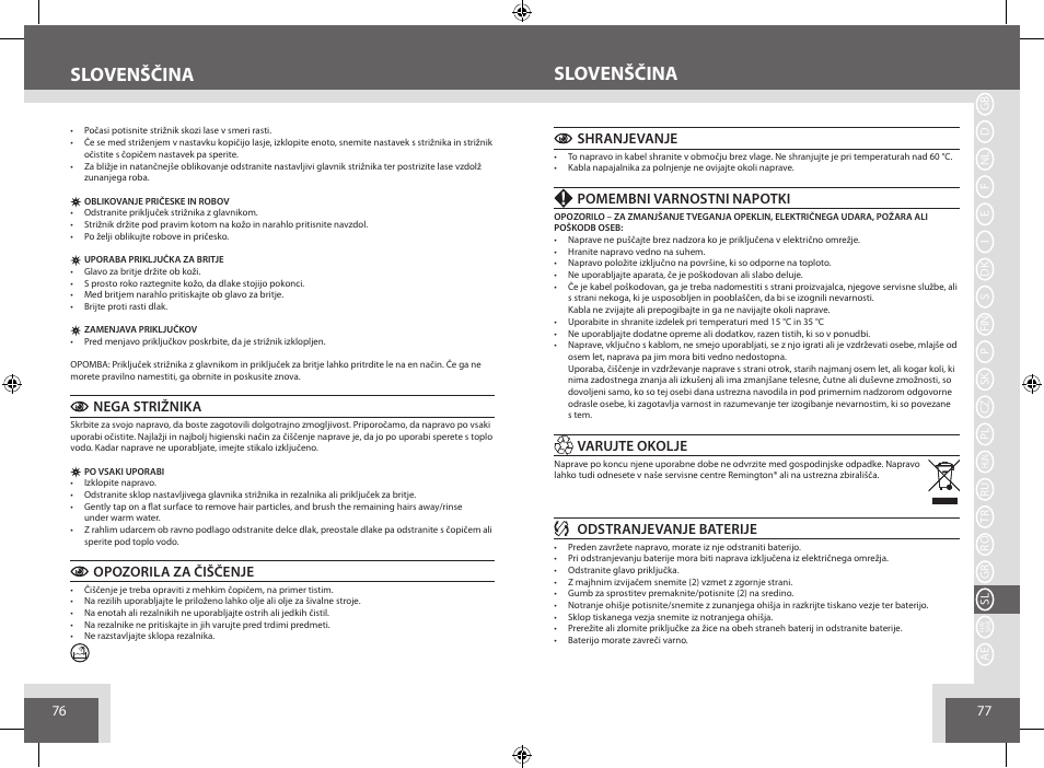 Slovenščina | Remington BHT6250 User Manual | Page 39 / 45