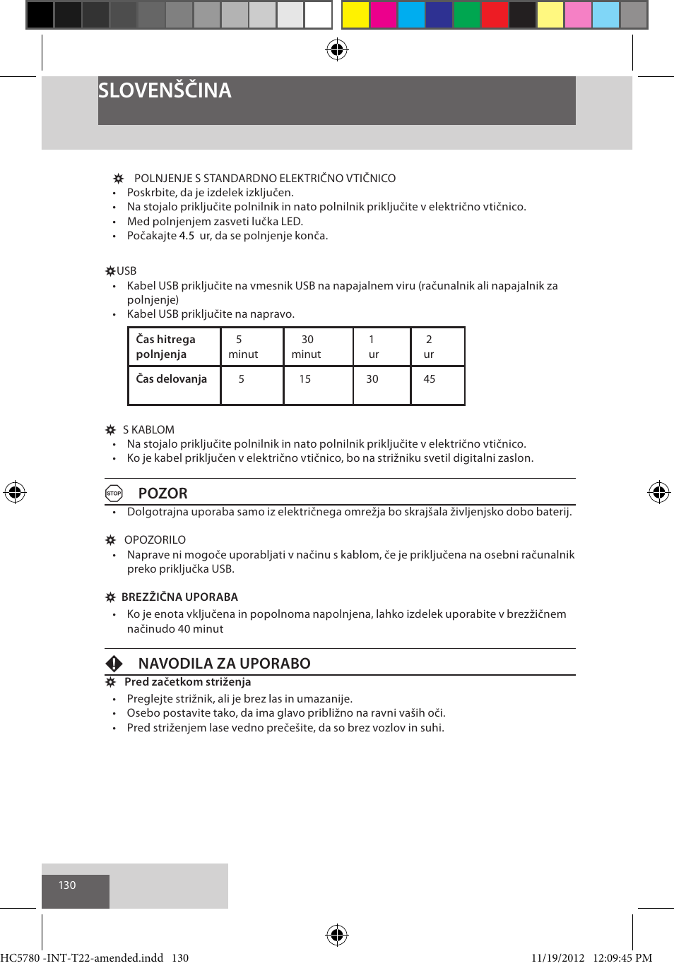 Slovenščina, Apozor, Fnavodila za uporabo | Remington HC5780 User Manual | Page 130 / 156