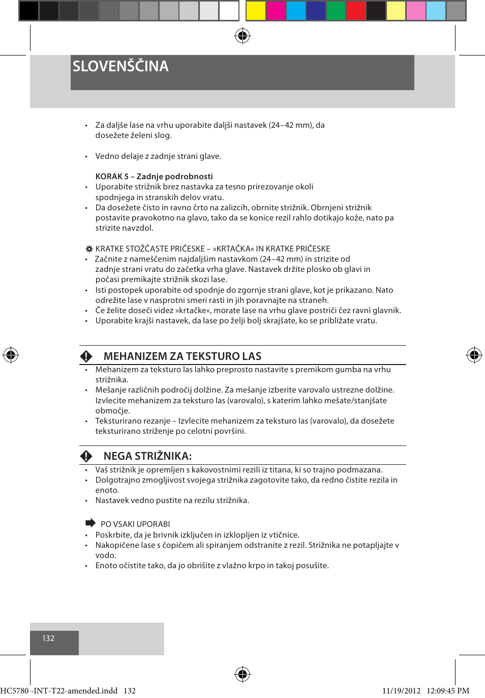 Slovenščina, Fmehanizem za teksturo las, Fnega strižnika | Remington HC5780 User Manual | Page 132 / 156