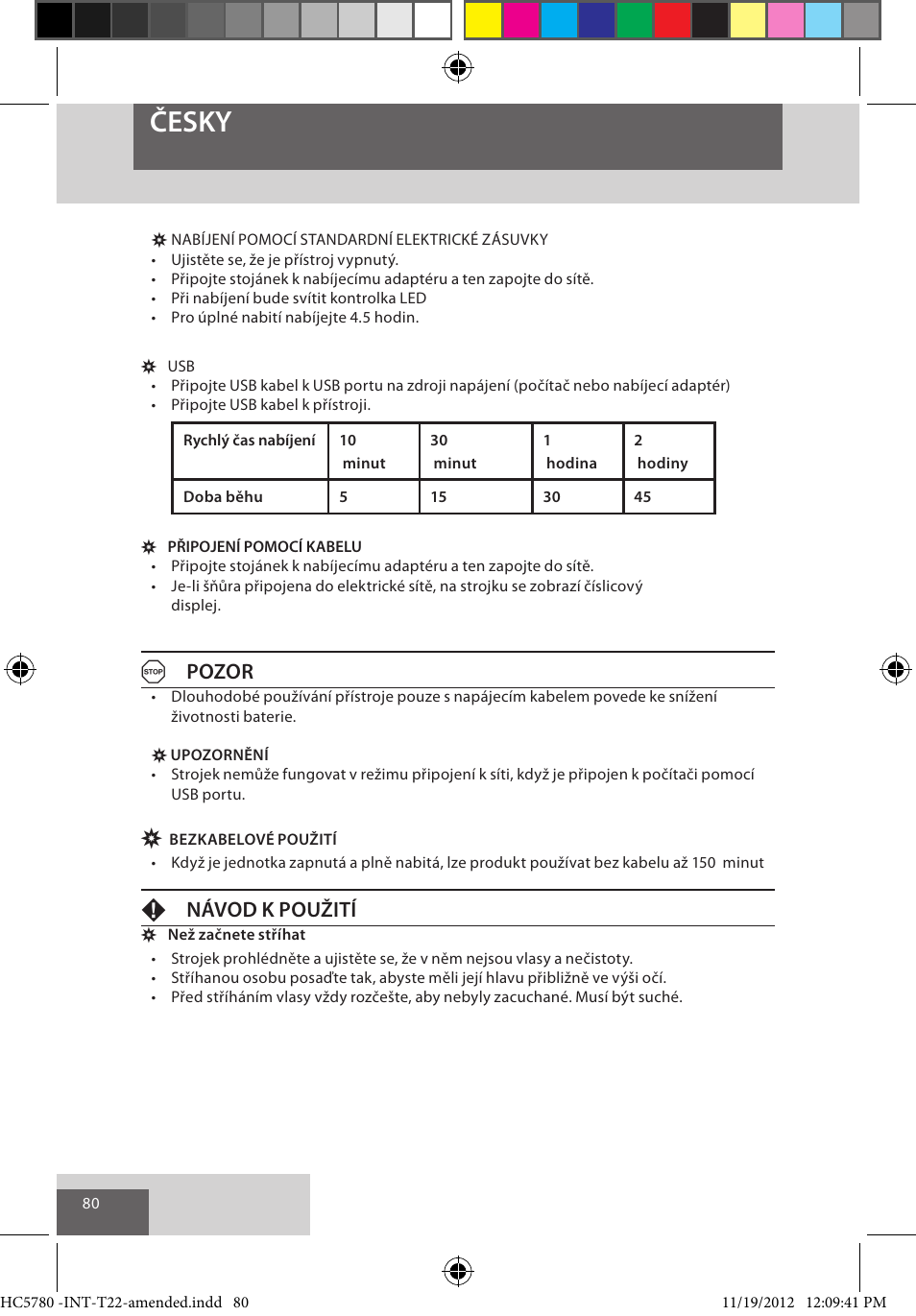 Česky, Apozor, Fnávod k použití | Remington HC5780 User Manual | Page 80 / 156