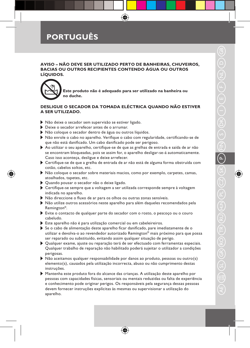 Português | Remington D3710 User Manual | Page 41 / 88