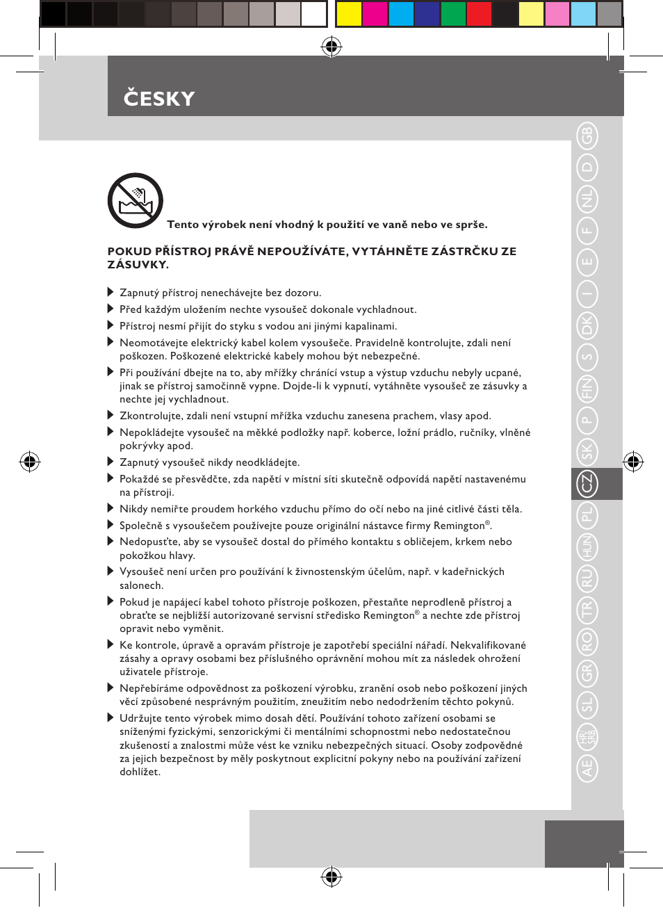 Česky | Remington D3710 User Manual | Page 49 / 88