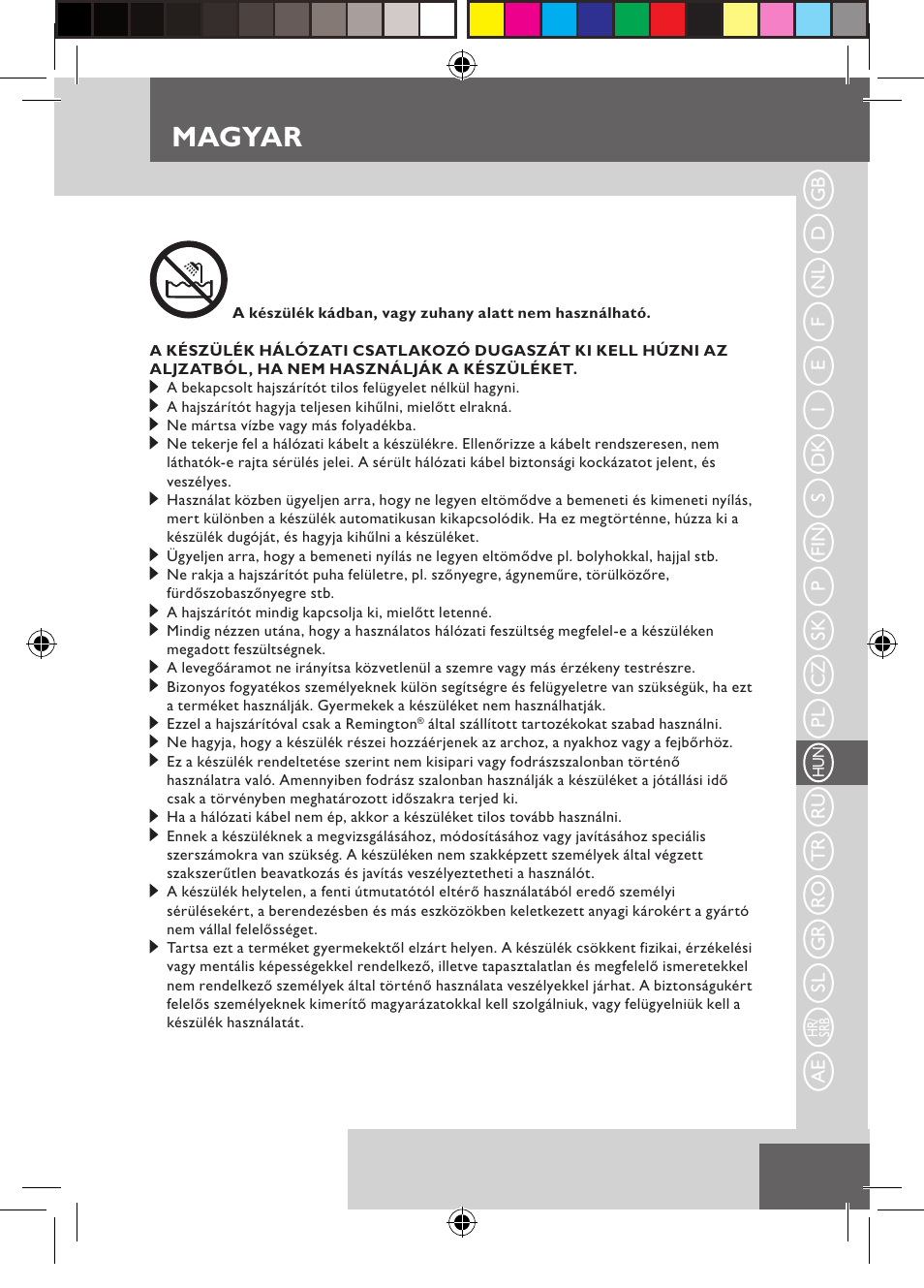 Magyar | Remington D3710 User Manual | Page 57 / 88