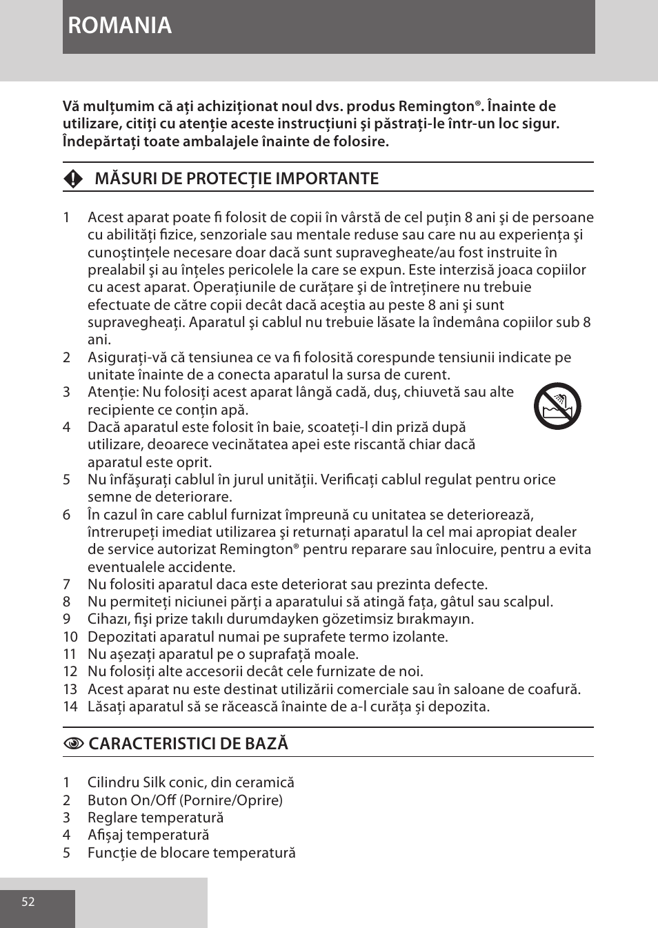 Romania | Remington CI96W1 User Manual | Page 52 / 68