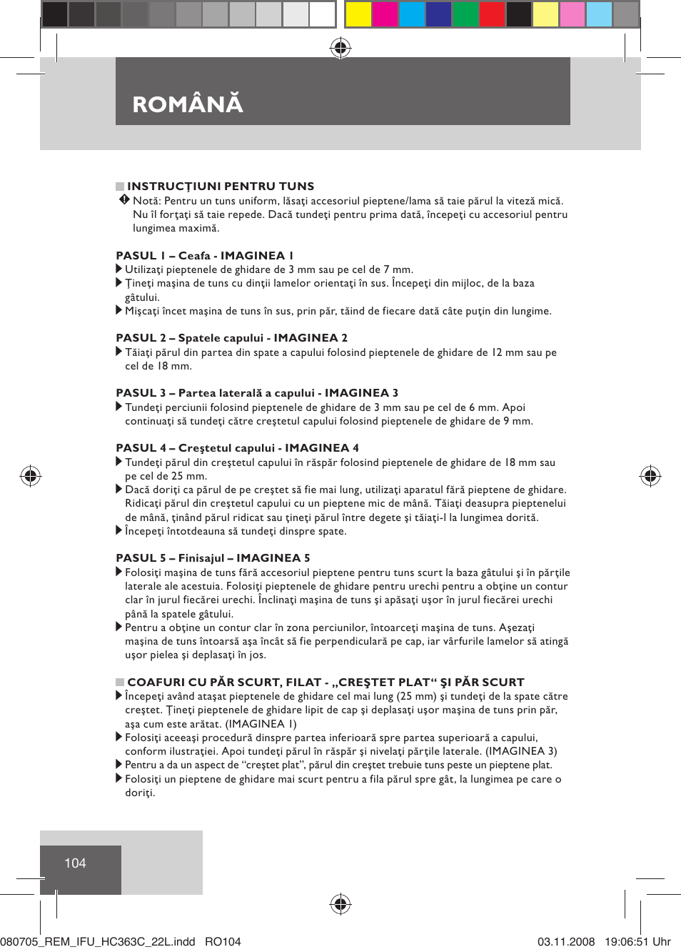 Română | Remington HC363C User Manual | Page 106 / 134