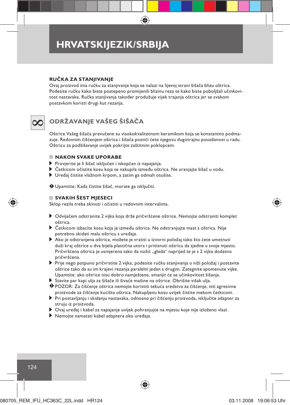 Hrvatski jezik / srbija | Remington HC363C User Manual | Page 126 / 134