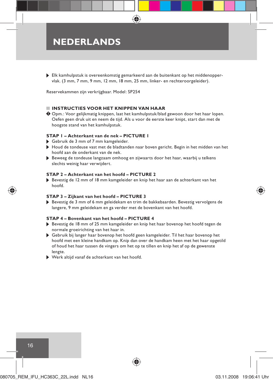 Nederlands | Remington HC363C User Manual | Page 18 / 134