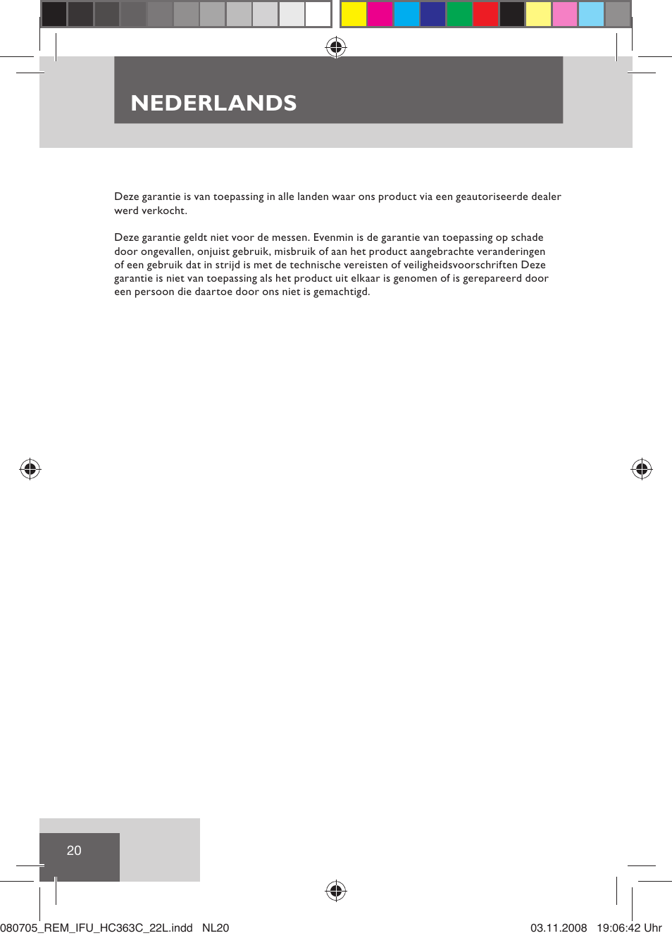 Nederlands | Remington HC363C User Manual | Page 22 / 134