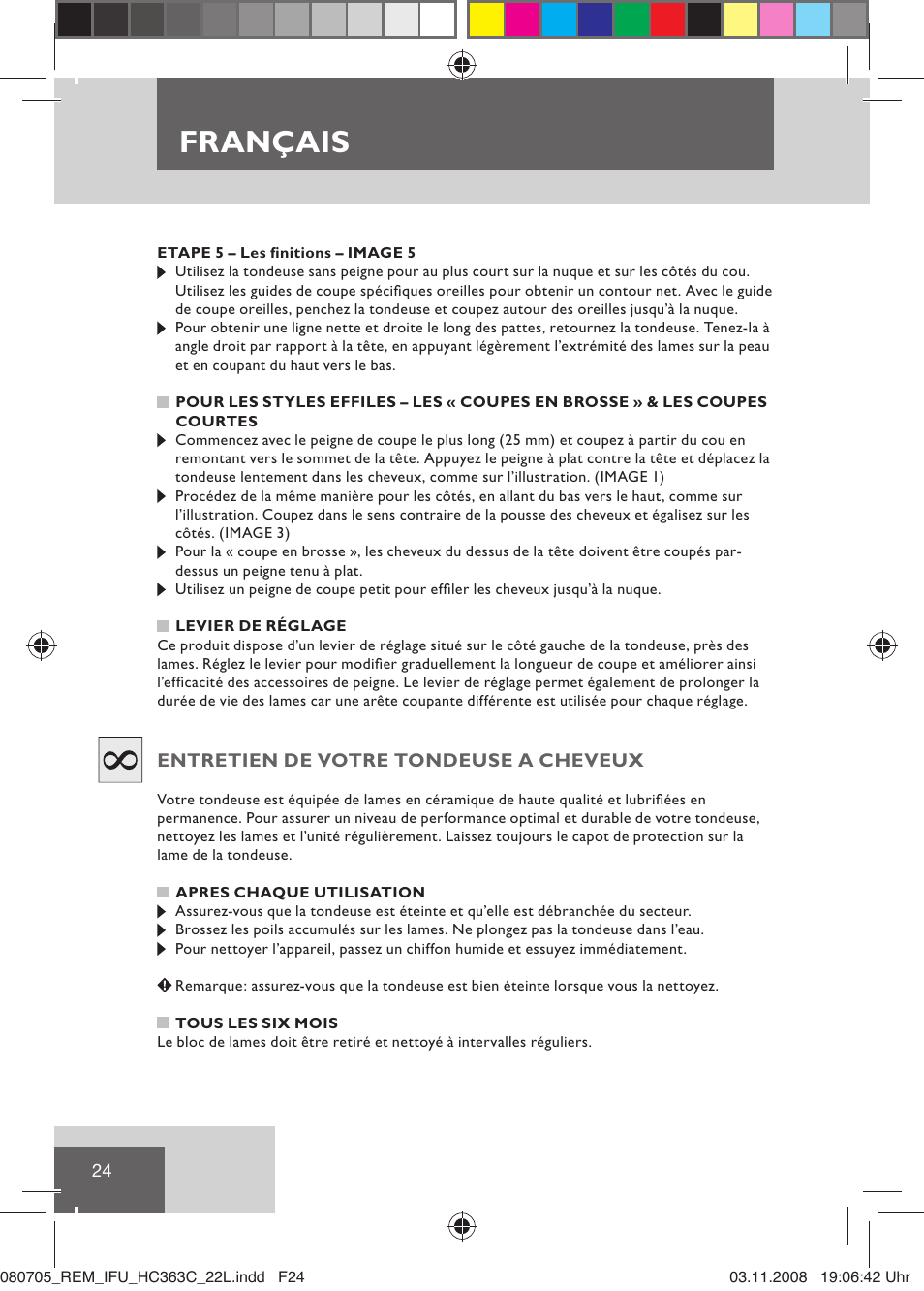 Français | Remington HC363C User Manual | Page 26 / 134