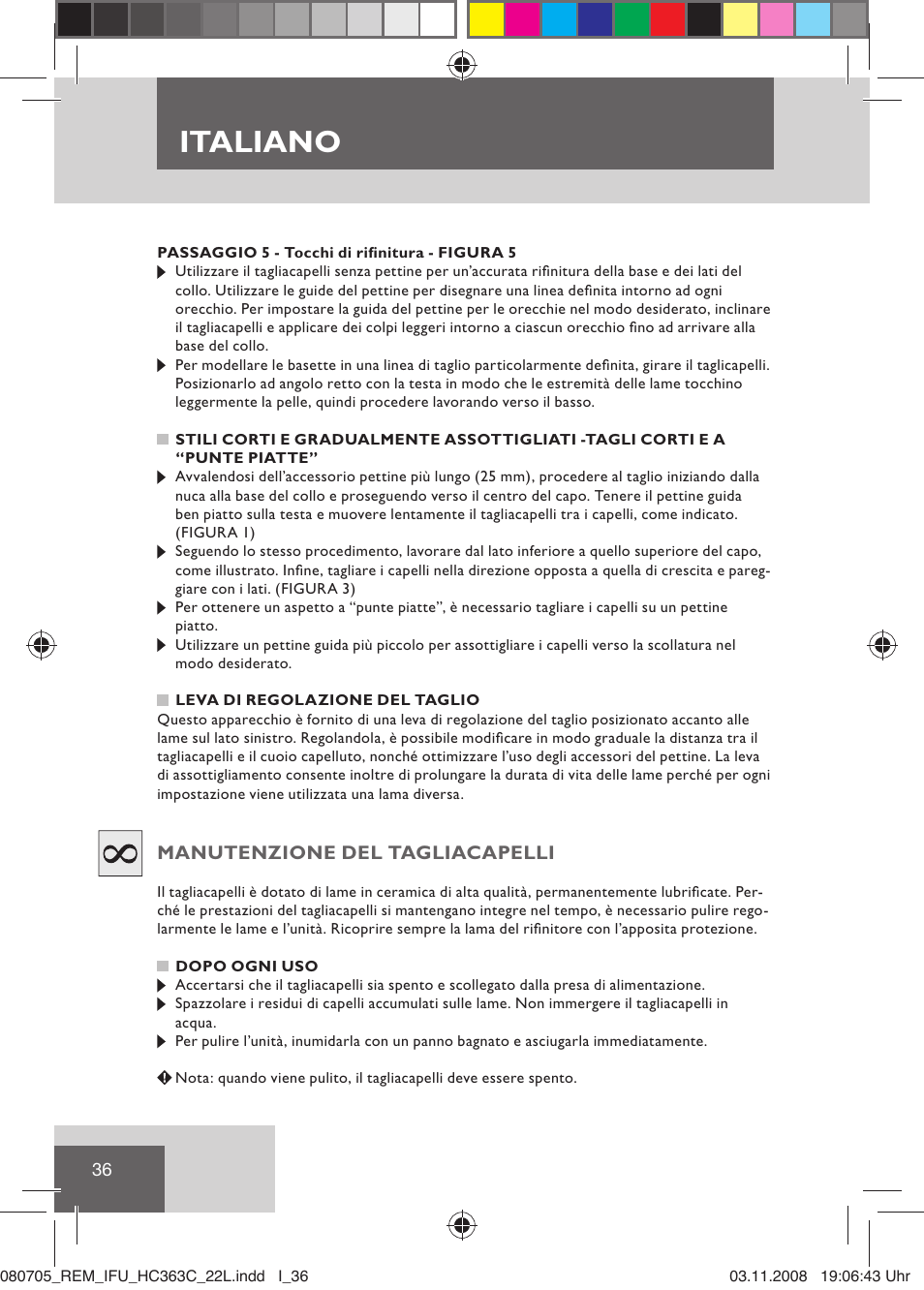Italiano | Remington HC363C User Manual | Page 38 / 134
