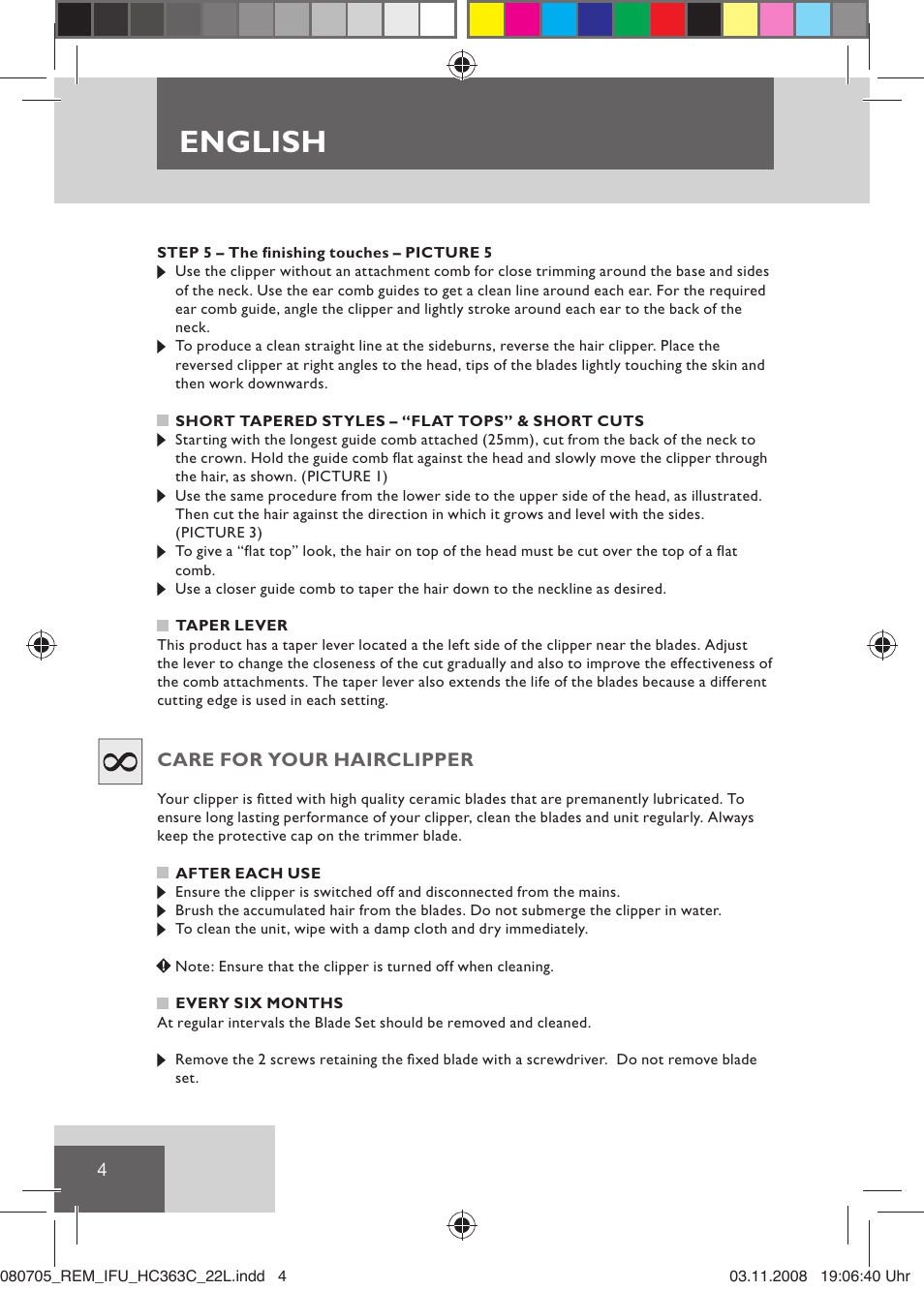 English | Remington HC363C User Manual | Page 6 / 134
