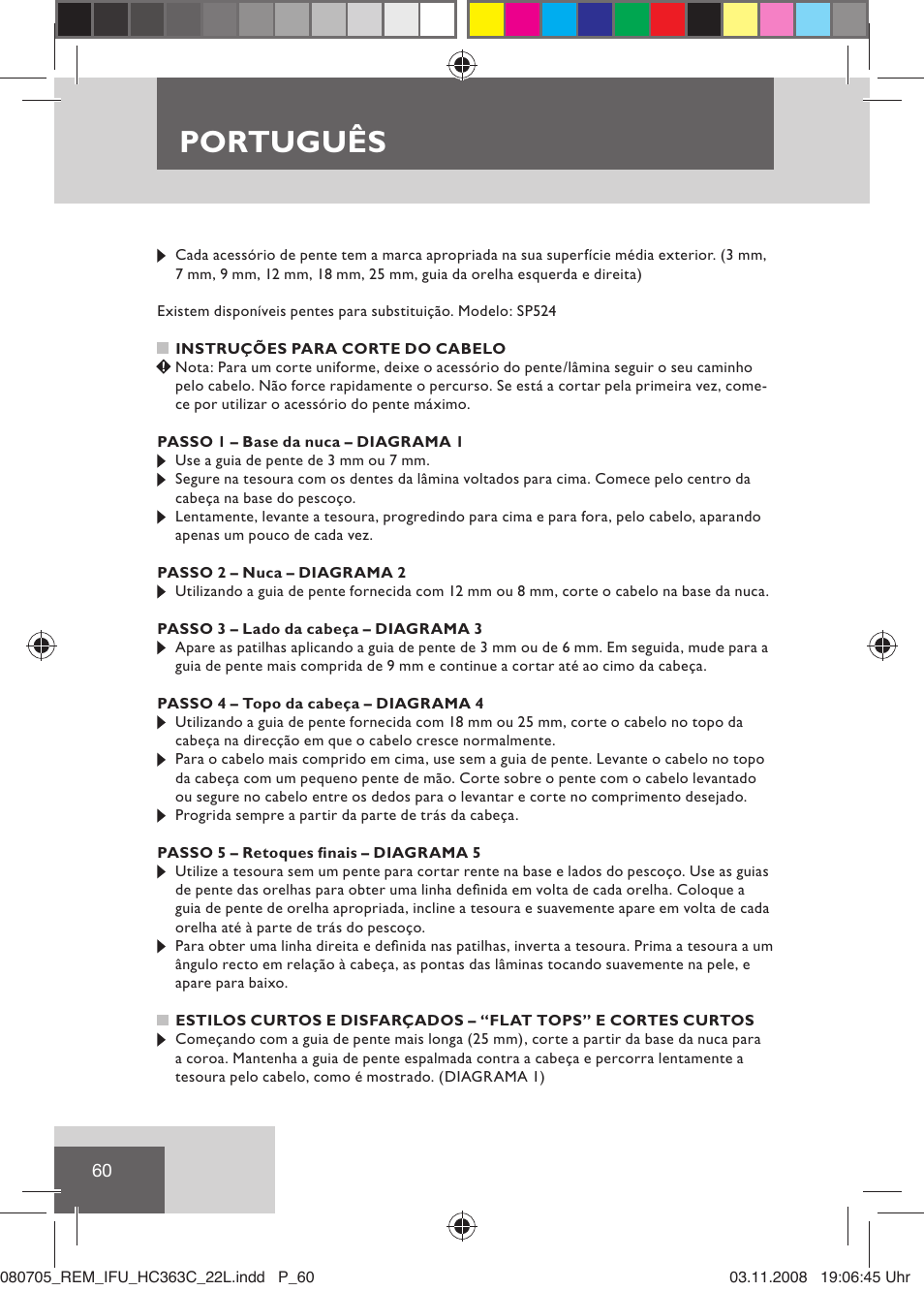 Português | Remington HC363C User Manual | Page 62 / 134