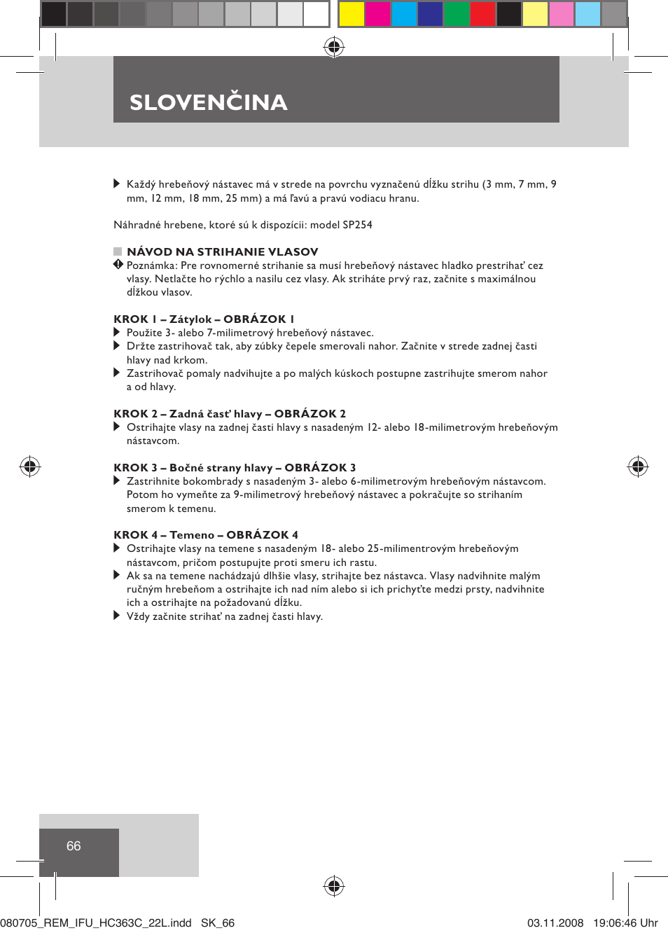 Slovenčina | Remington HC363C User Manual | Page 68 / 134