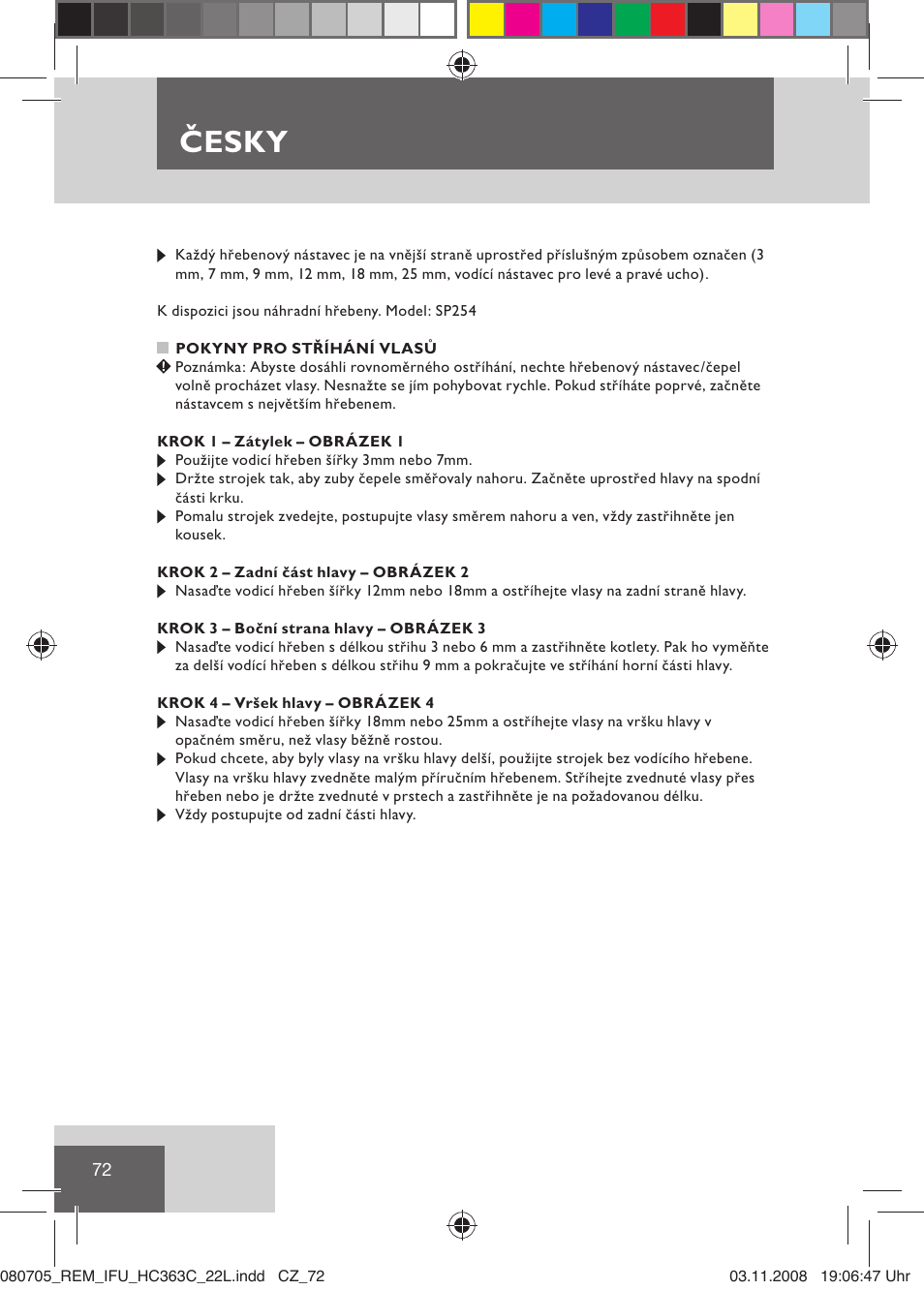 Česky | Remington HC363C User Manual | Page 74 / 134