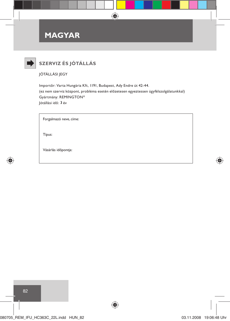 Magyar | Remington HC363C User Manual | Page 84 / 134