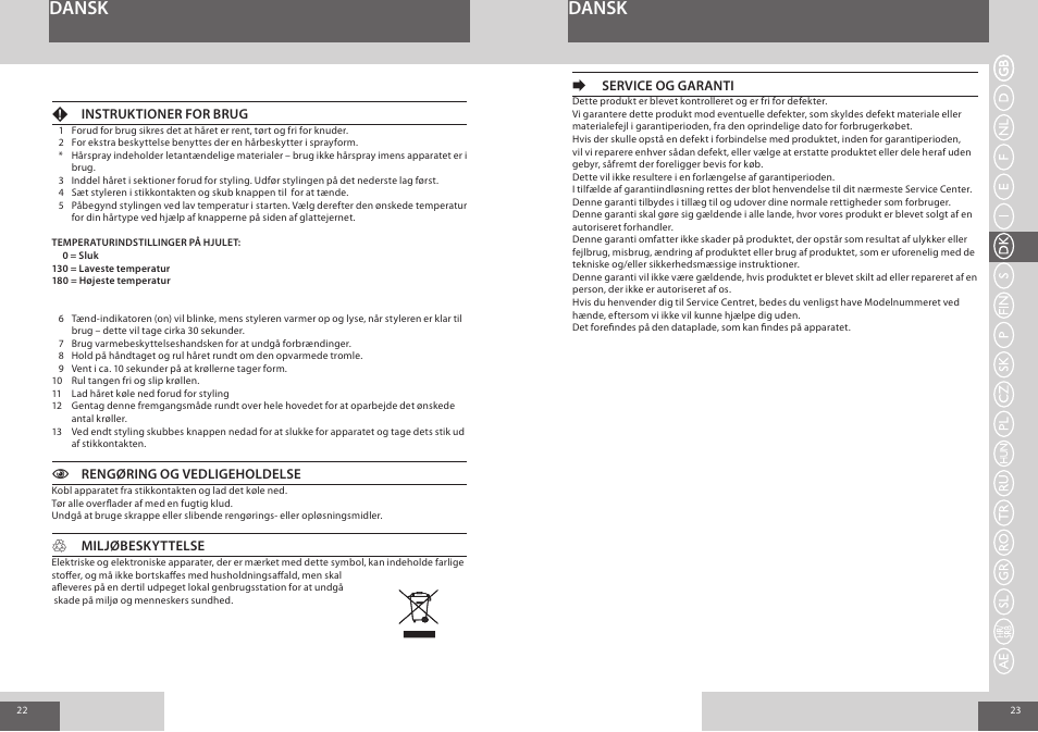 Dansk | Remington CI56W0 User Manual | Page 12 / 36