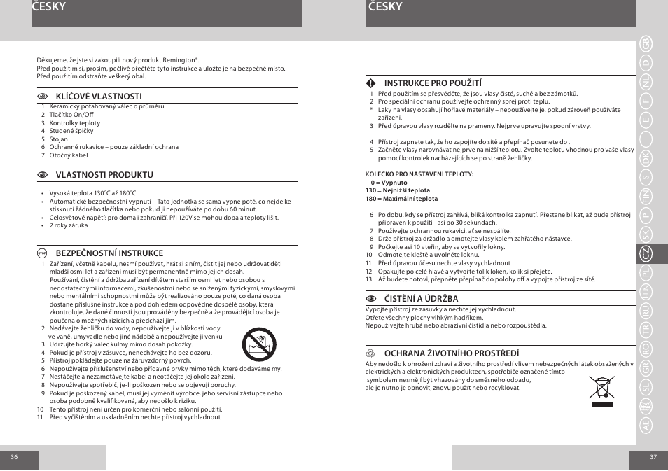 Česky | Remington CI56W0 User Manual | Page 19 / 36