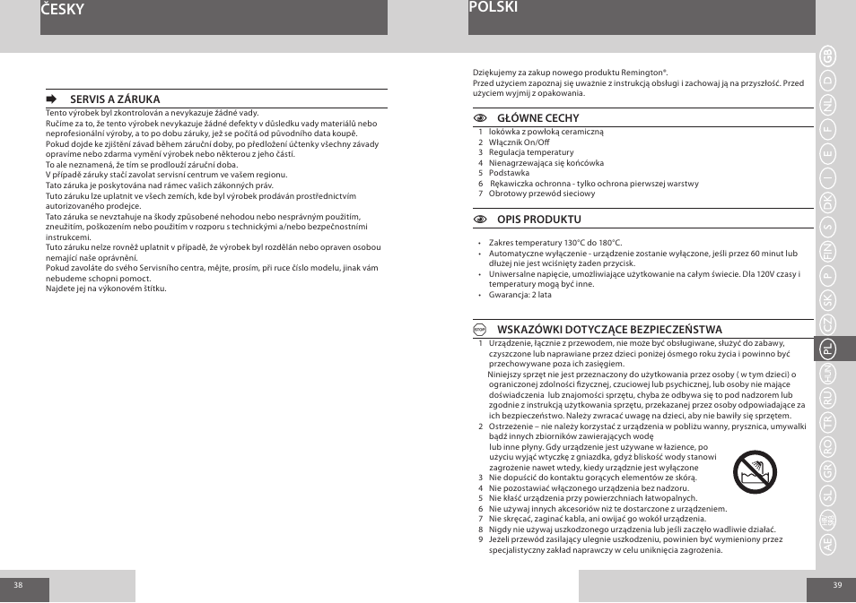 Česky polski | Remington CI56W0 User Manual | Page 20 / 36