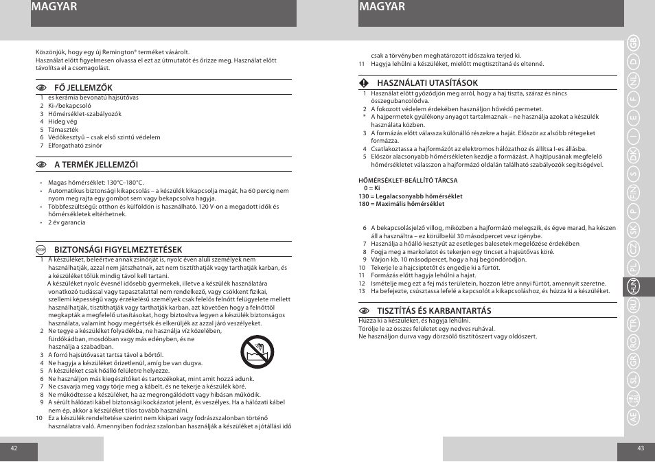 Magyar | Remington CI56W0 User Manual | Page 22 / 36