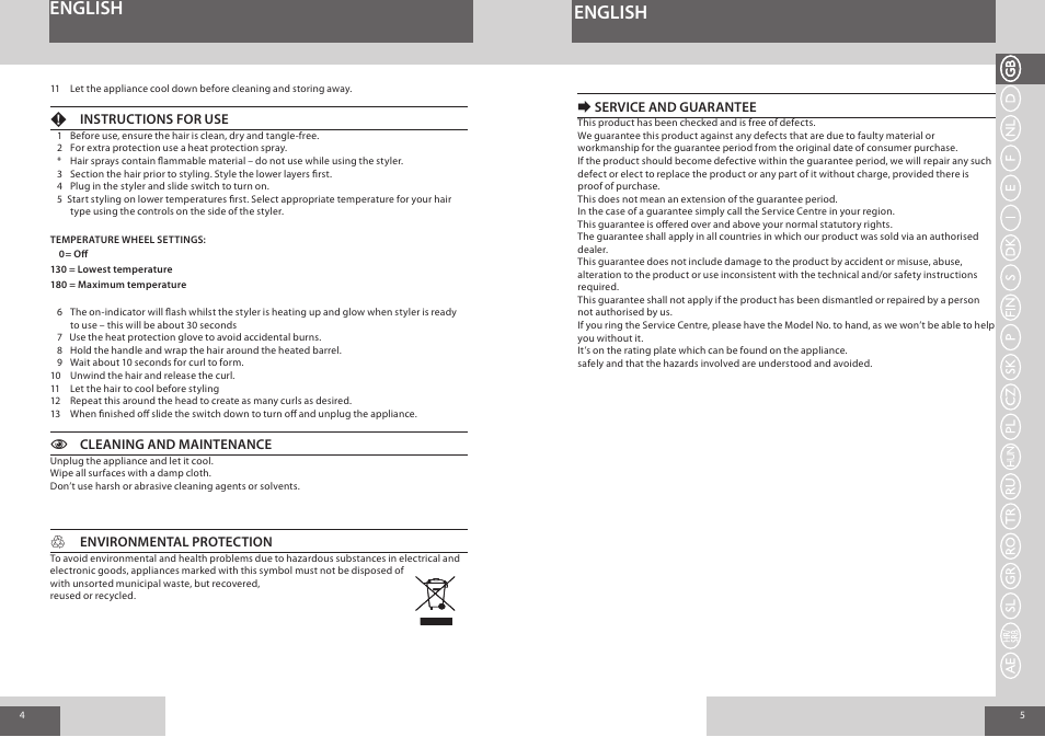 English | Remington CI56W0 User Manual | Page 3 / 36