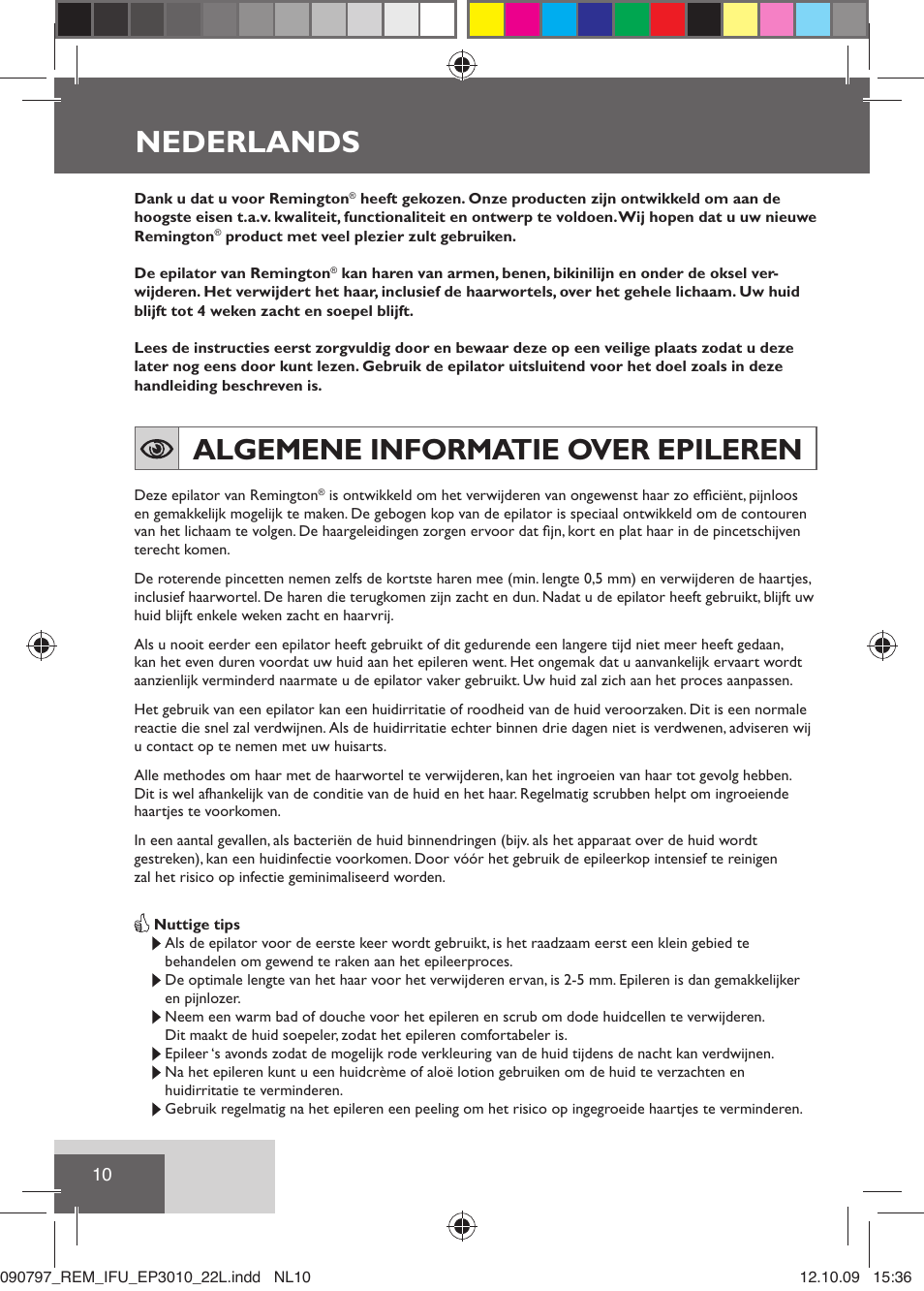 Nederlands, Algemene informatie over epileren | Remington EP6010C User Manual | Page 13 / 98