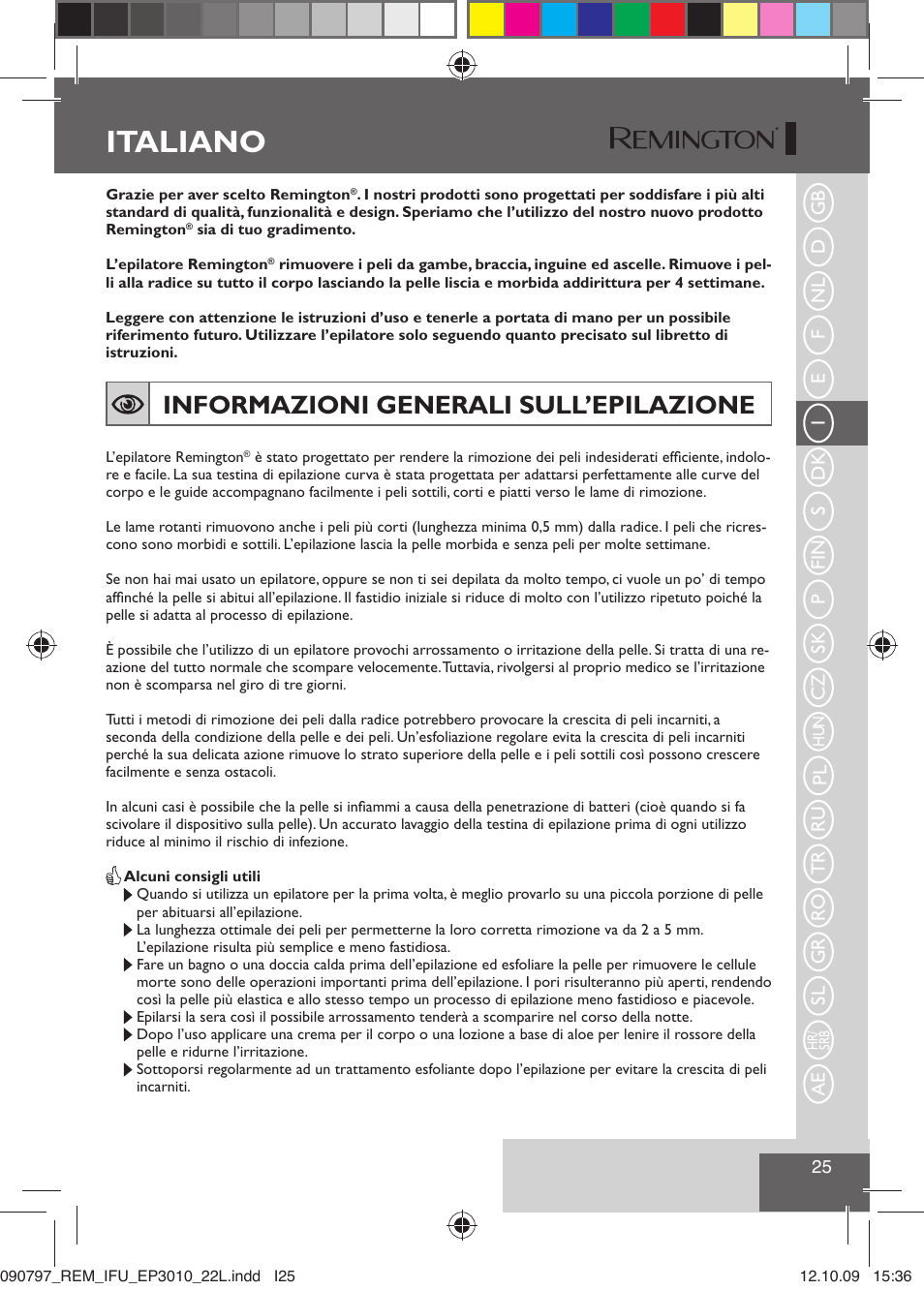 Italiano, Informazioni generali sull’epilazione | Remington EP6010C User Manual | Page 28 / 98
