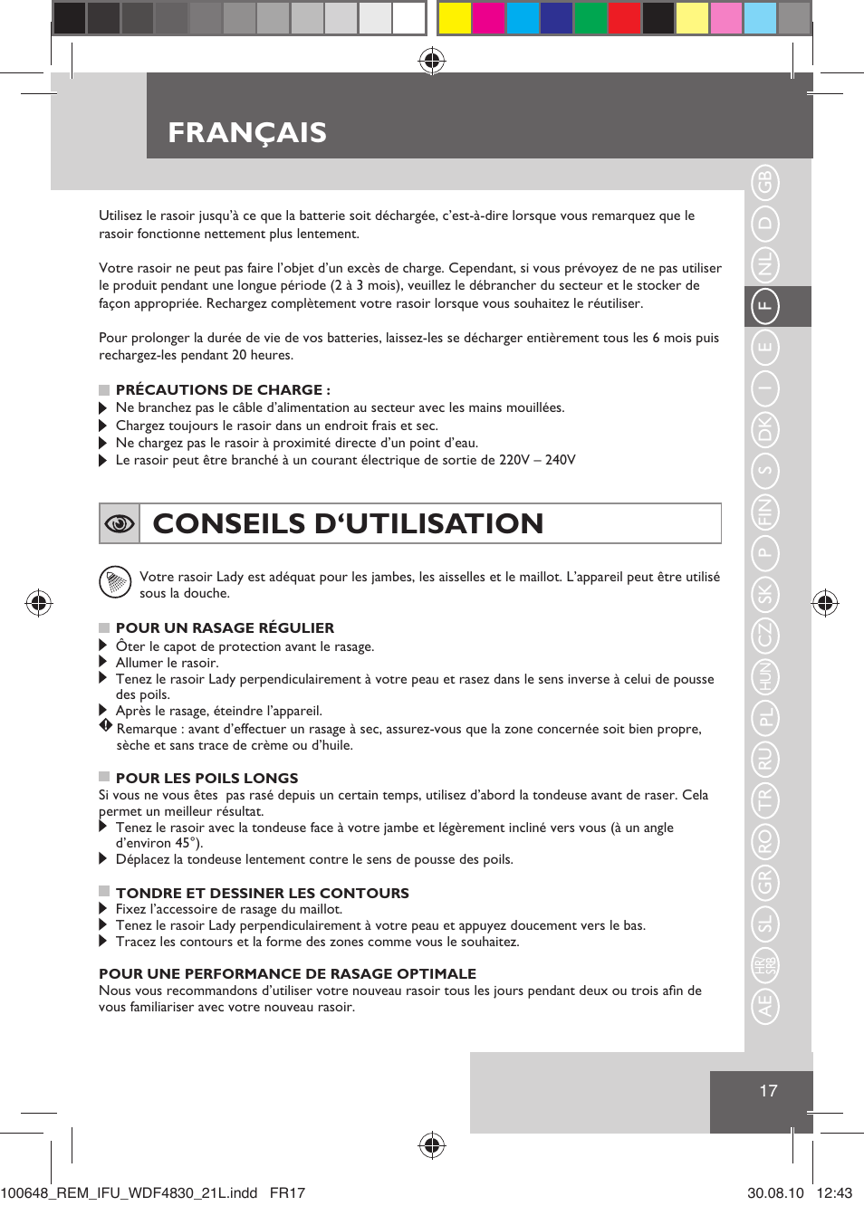 Français, Conseils d‘utilisation | Remington WDF4830C User Manual | Page 20 / 111