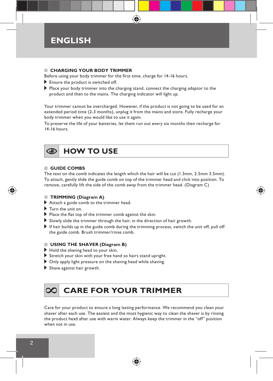 English, How to use, Care for your trimmer | Remington BHT300 User Manual | Page 4 / 108