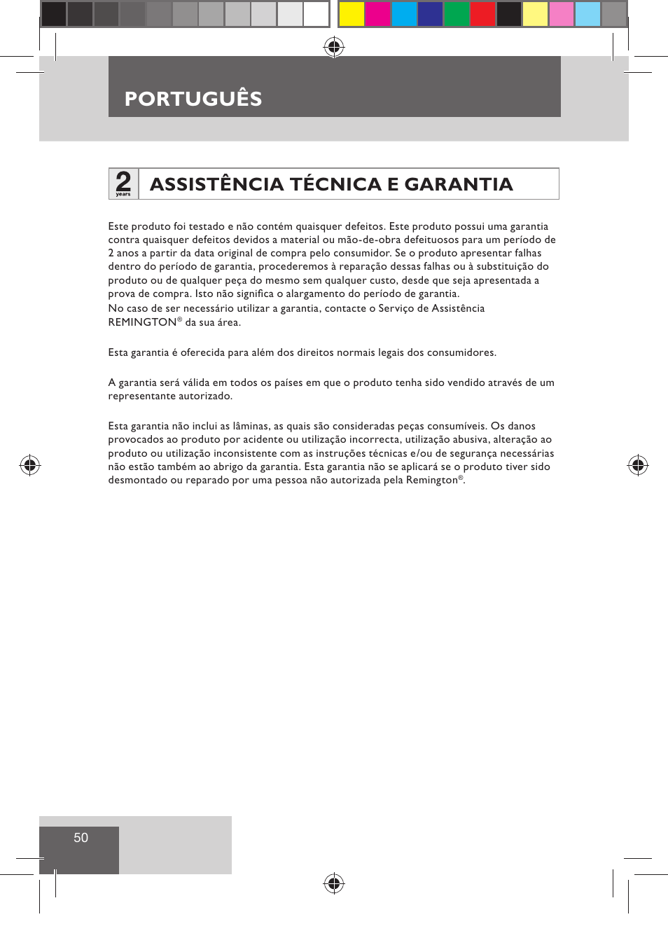 Português, Assistência técnica e garantia | Remington BHT300 User Manual | Page 52 / 108