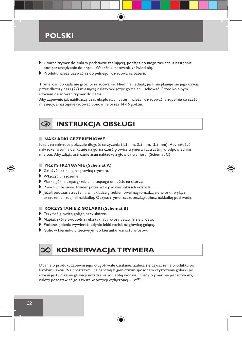 Polski, Instrukcja obsługi, Konserwacja trymera | Remington BHT300 User Manual | Page 64 / 108