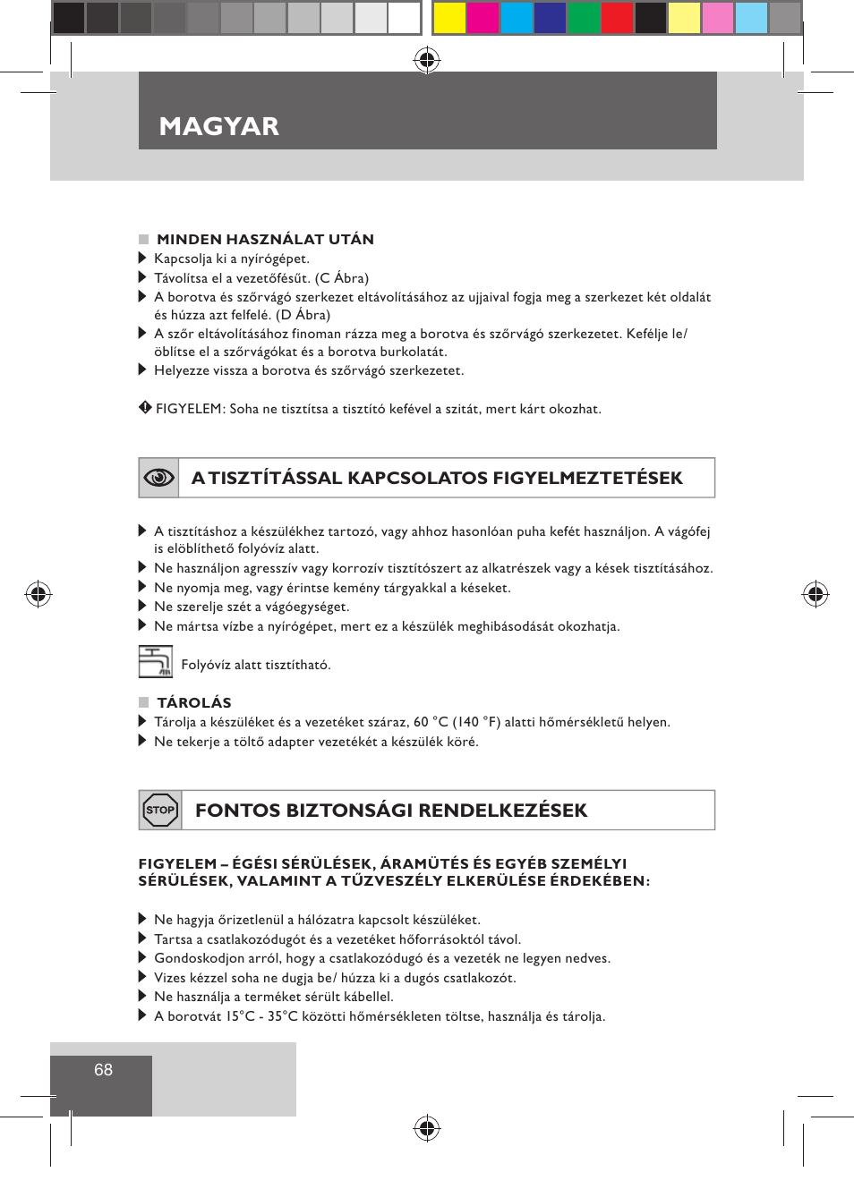 Magyar, Fontos biztonsági rendelkezések | Remington BHT300 User Manual | Page 70 / 108