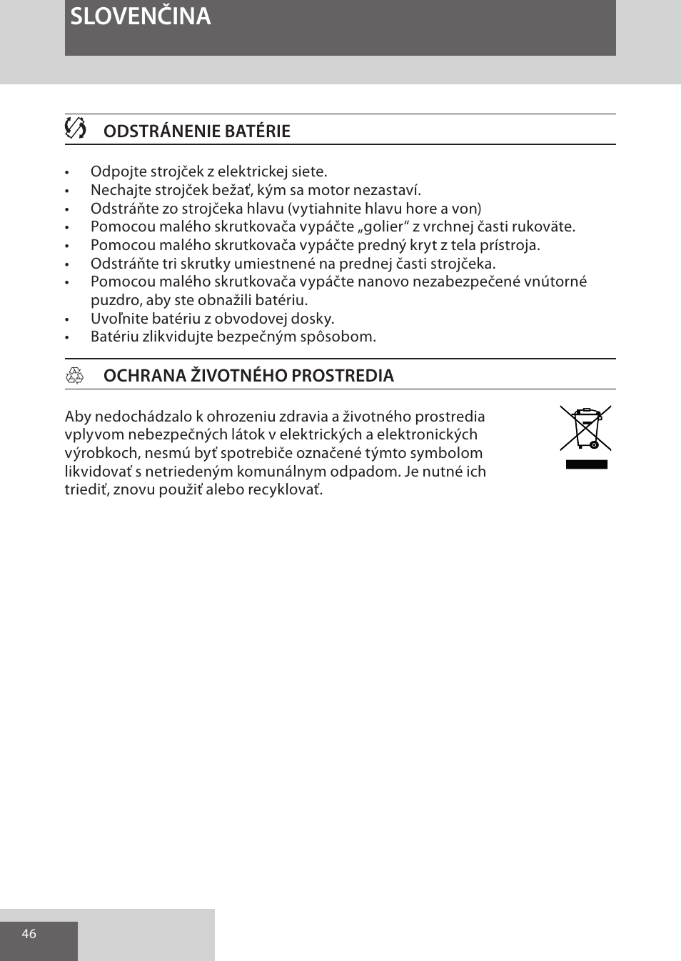 Slovenčina | Remington XR1370 User Manual | Page 46 / 88