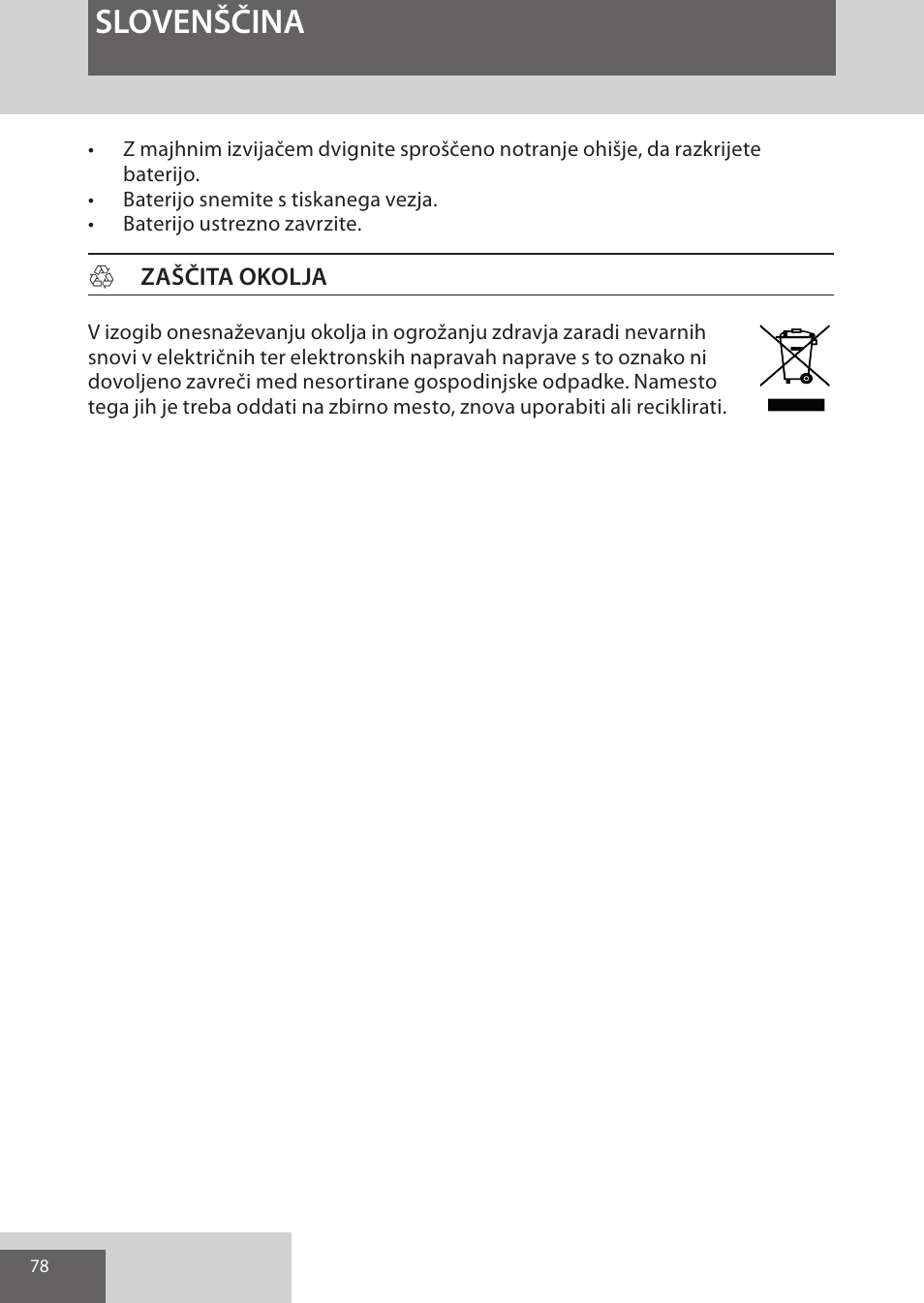 Slovenščina | Remington XR1370 User Manual | Page 78 / 88