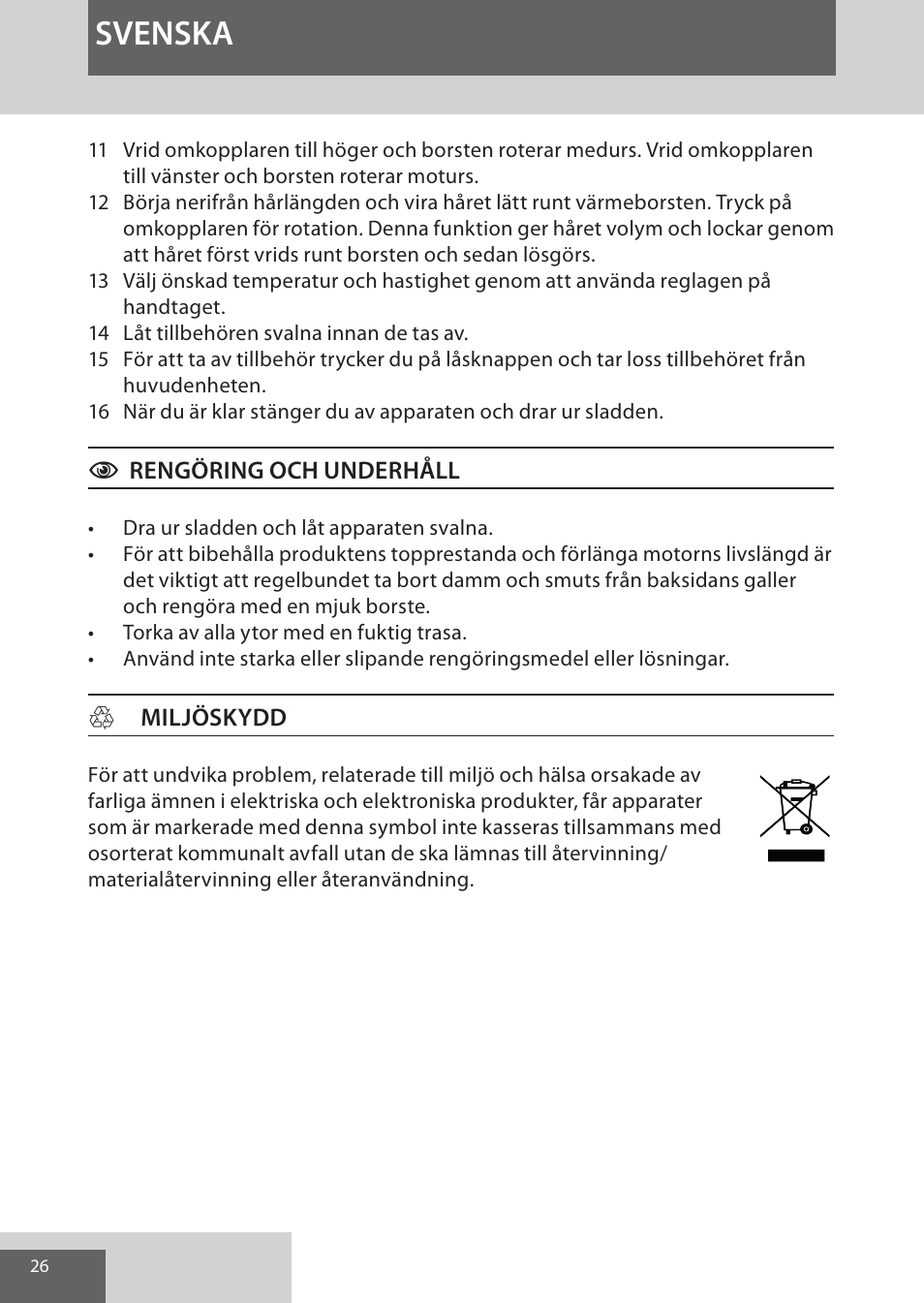 Svenska | Remington AS8090 User Manual | Page 26 / 68