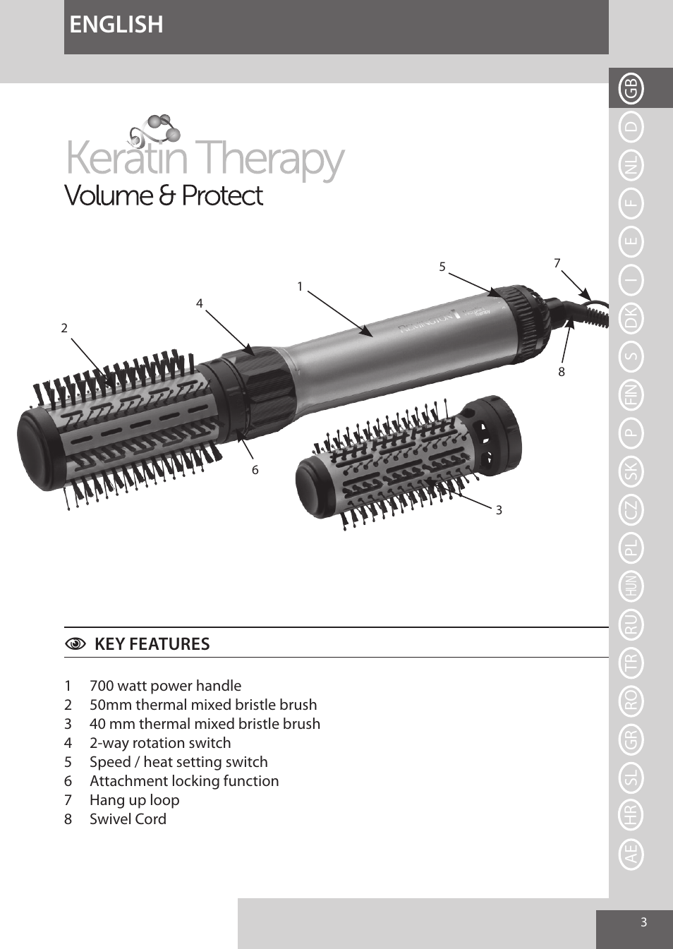 English | Remington AS8090 User Manual | Page 3 / 68