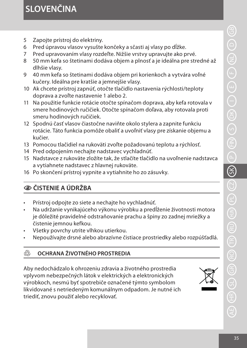 Slovenčina | Remington AS8090 User Manual | Page 35 / 68