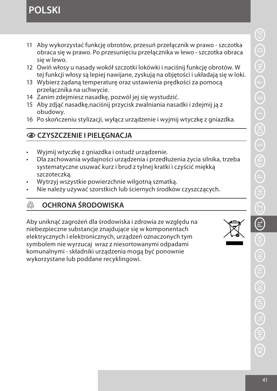 Polski | Remington AS8090 User Manual | Page 41 / 68