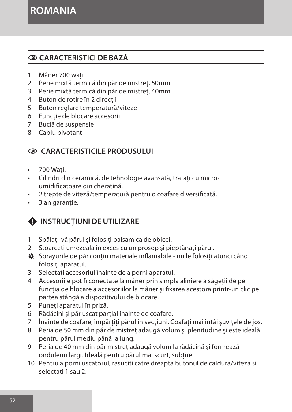 Romania | Remington AS8090 User Manual | Page 52 / 68