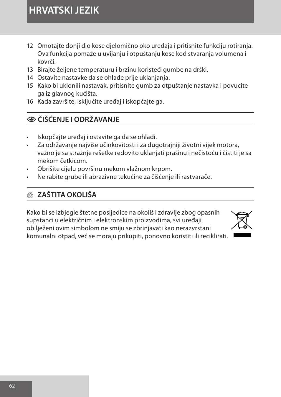 Hrvatski jezik | Remington AS8090 User Manual | Page 62 / 68