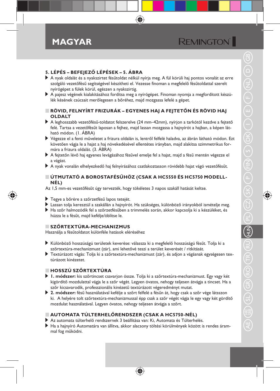 Magyar | Remington HC5750 User Manual | Page 105 / 162