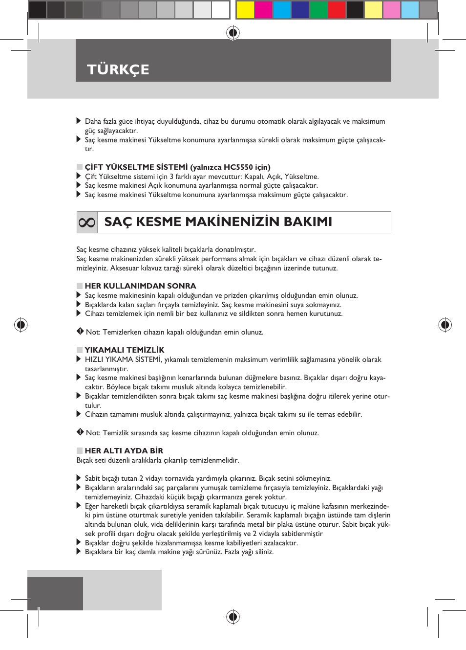 Türkçe, Saç kesme makinenizin bakimi | Remington HC5750 User Manual | Page 122 / 162