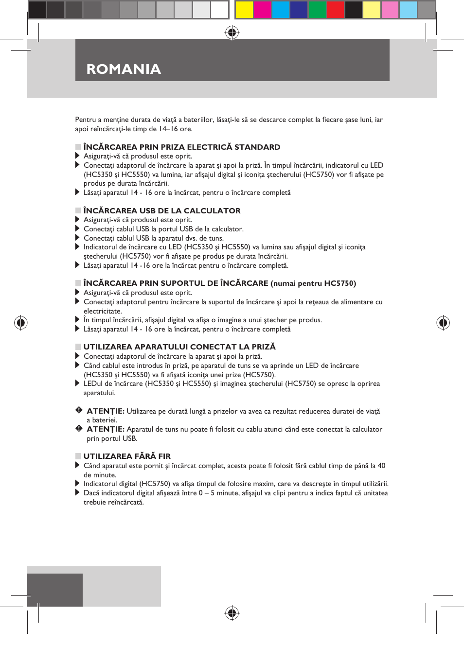 Romania | Remington HC5750 User Manual | Page 126 / 162