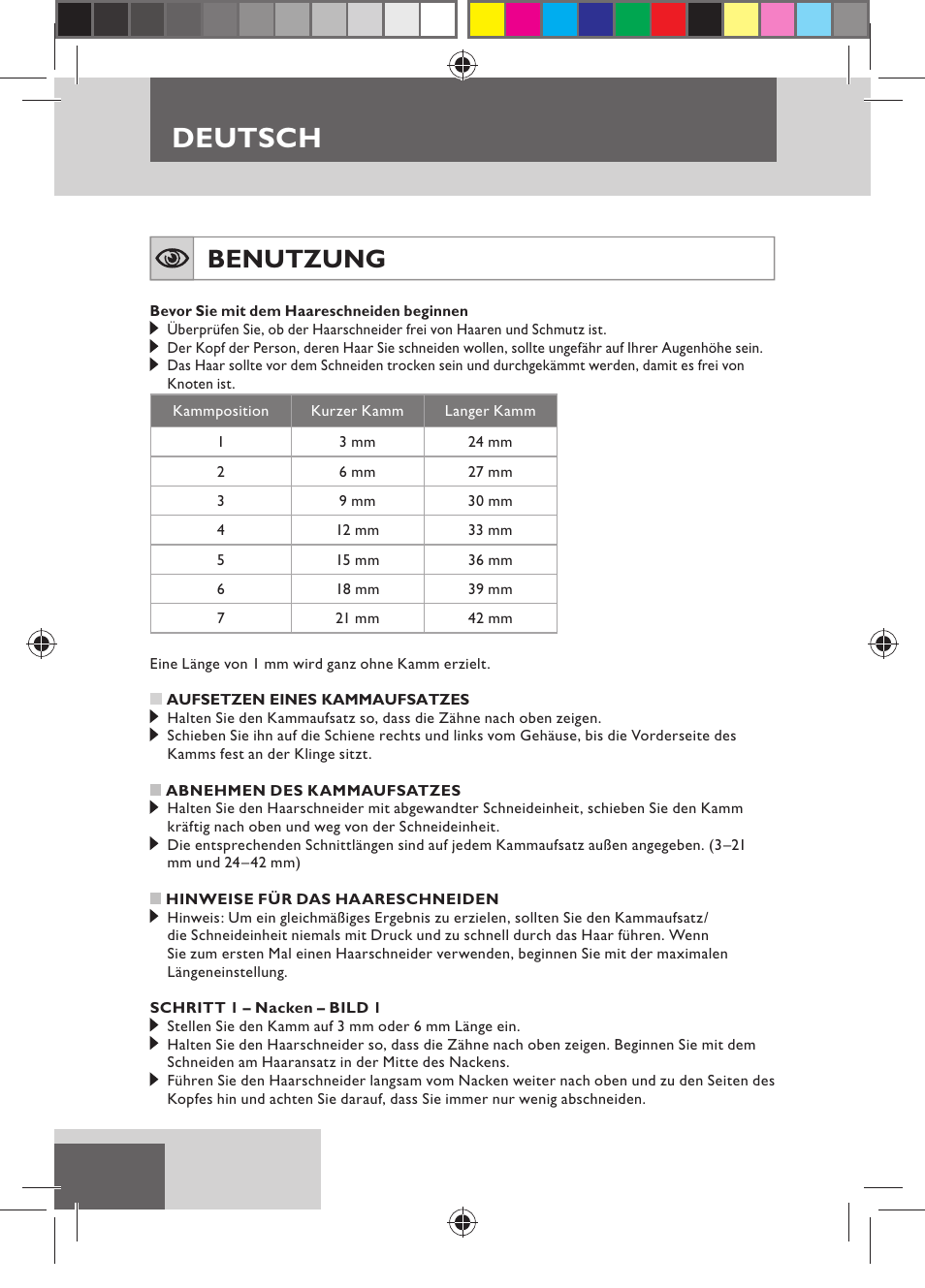 Deutsch, Benutzung | Remington HC5750 User Manual | Page 16 / 162