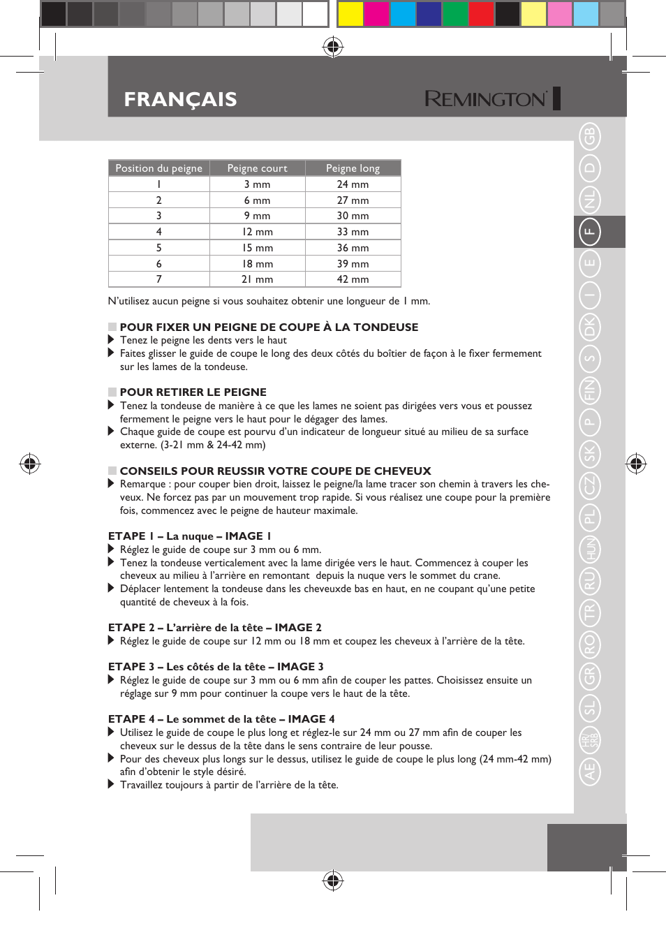 Français | Remington HC5750 User Manual | Page 31 / 162