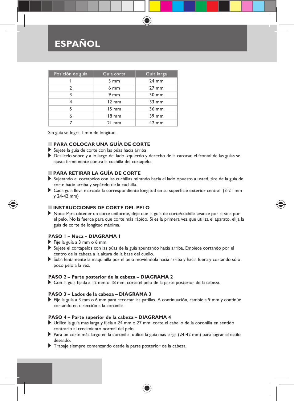 Español | Remington HC5750 User Manual | Page 38 / 162