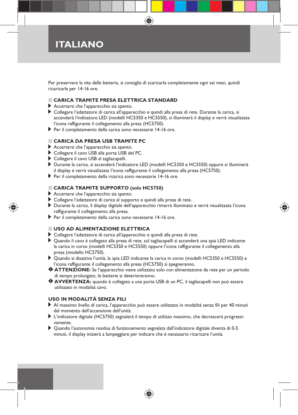 Italiano | Remington HC5750 User Manual | Page 44 / 162