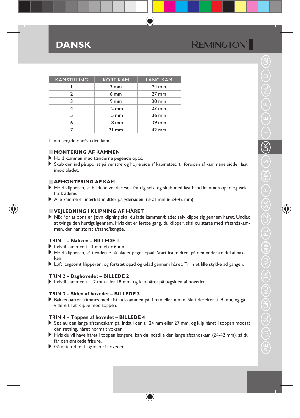 Dansk | Remington HC5750 User Manual | Page 53 / 162