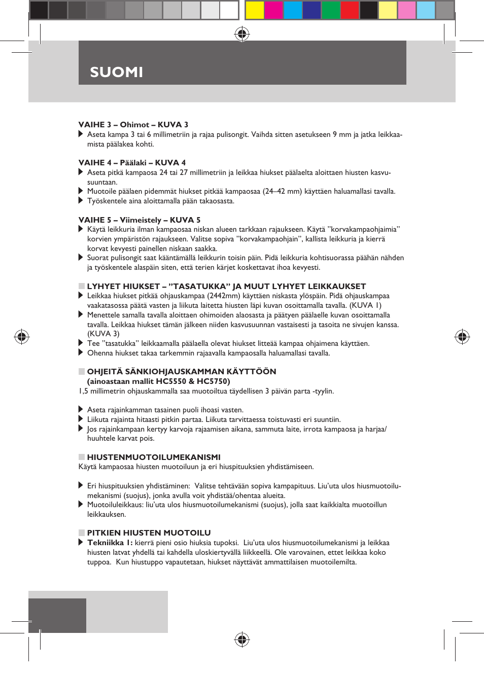 Suomi | Remington HC5750 User Manual | Page 68 / 162